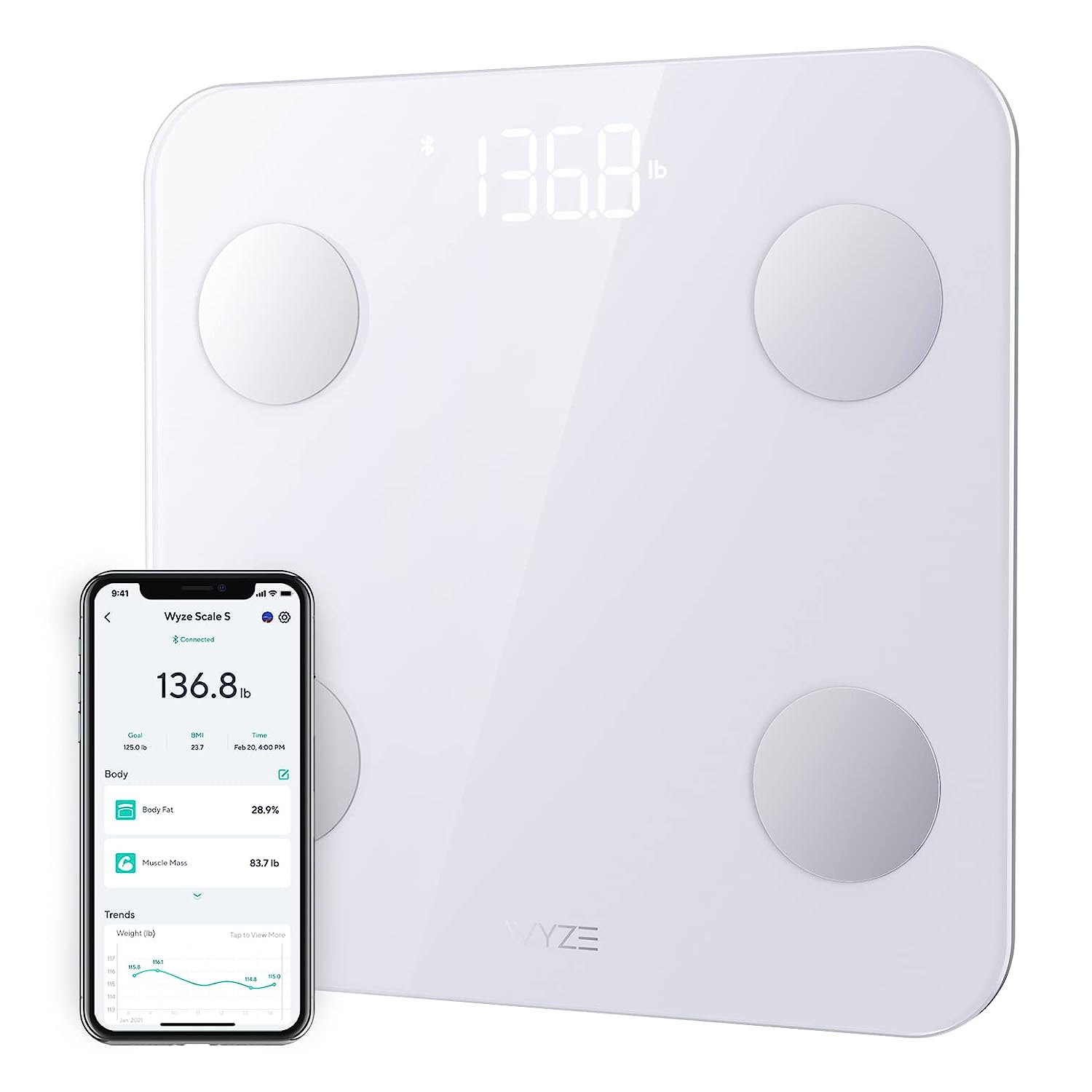 WYZE Smart Scale S - Scales body weight, body fat, bmi through app